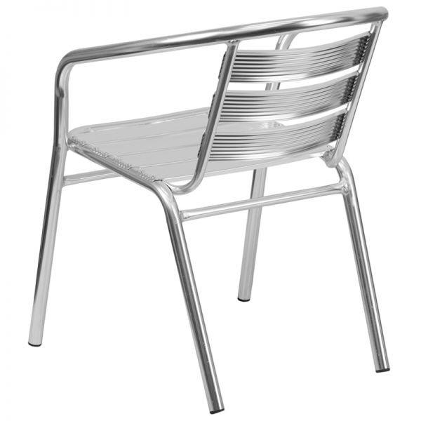 Flash Furniture Heavy Duty Aluminum Commercial Indoor-Outdoor Restaurant Stack Chair with Triple Slat Back