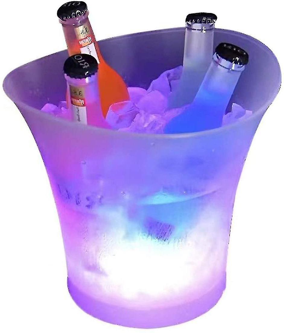 Led Ice Bucket， 5l Large Capacity Bottle Cooler - Champagne Cooler - Wine Cooler - Beverage Cooler - Cooler Led Waterproof With Color Change， For Part