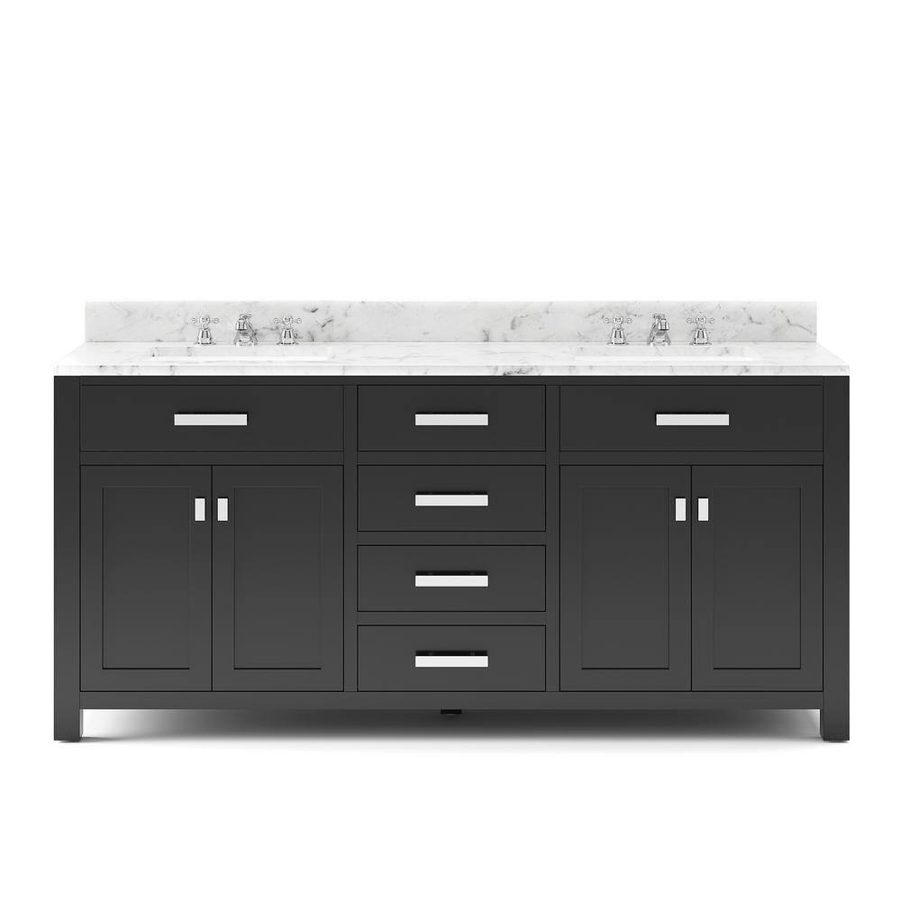 Water Creation 72 in. Vanity in Espresso with Marble Vanity Top in Carrara White Madison 72E