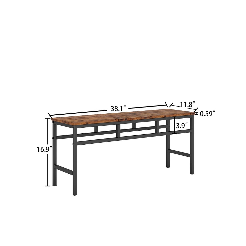 Dining Table with Two Benches  Kitchen Table Set for 4 6 People for Living Room and Dining Room  Breakfast Table Rustic Brown