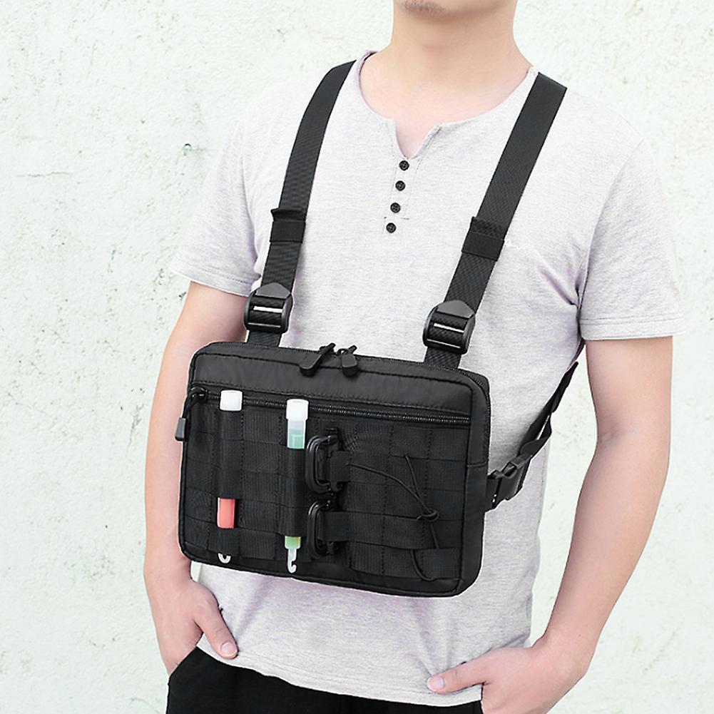 Multifunction Portable Tactics Polyester Adjustable Chest Bag Hanging Pack Black