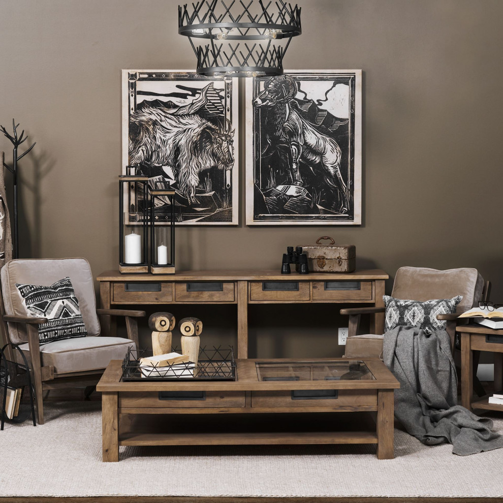 Harrelson III Medium Brown Solid Wood 4 Drawer Console Table   Transitional   Console Tables   by HedgeApple  Houzz