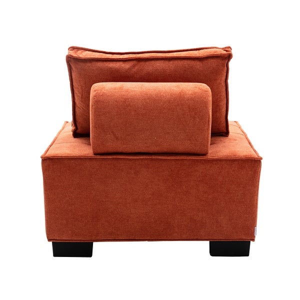 Modern Ottoman Lazy Chair， Upholstered Barrel Sofa， Small Accent Chair with Solid Wood Legs for Bedroom Living Room Apartment