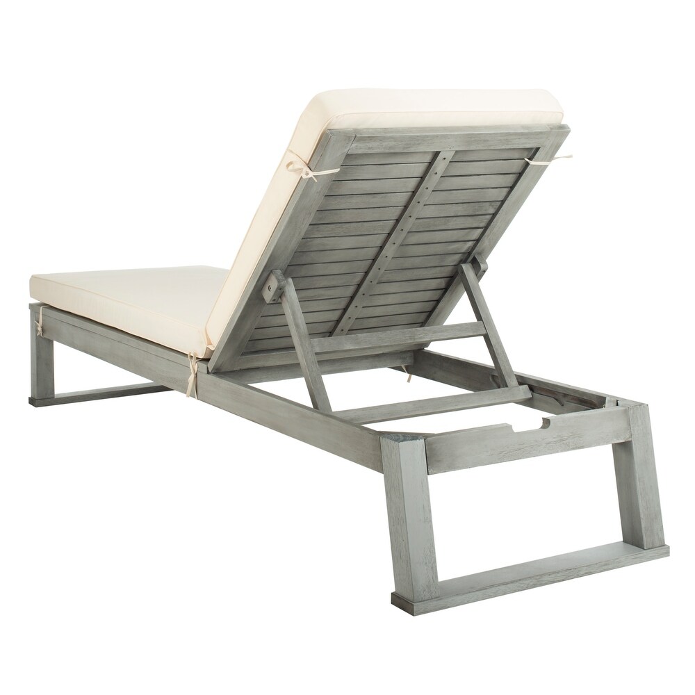 SAFAVIEH Outdoor Living Solano Sunlounger  Grey / White   24.8\