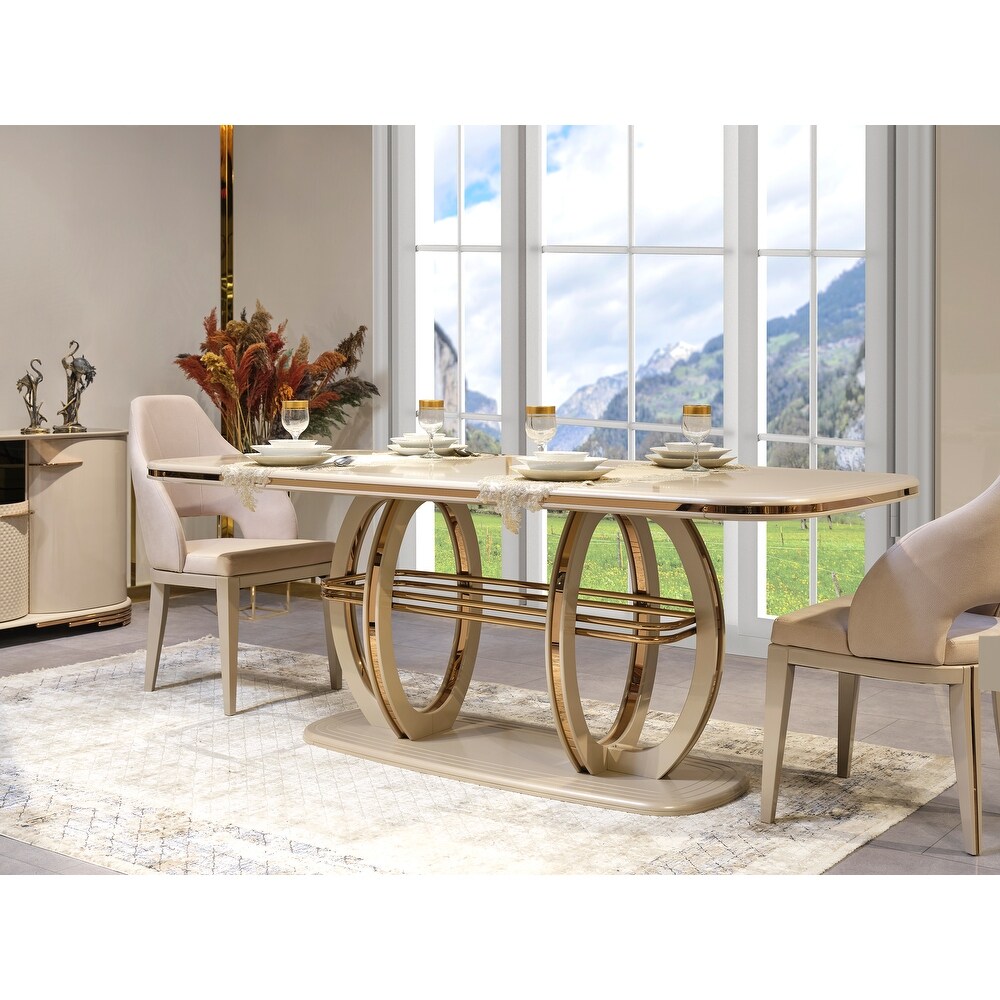 Horn Modern Dining Room Table  6 Dining Room Chairs and Console With Mirror Set