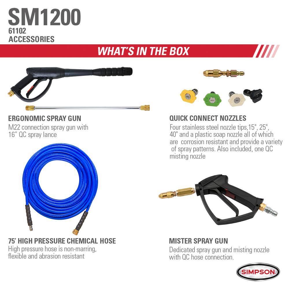 SIMPSON Mister 1200 PSI 2.0 GPM Electric Cold Water Sanitizing Mister and Pressure Washer with 120V Motor SM1200