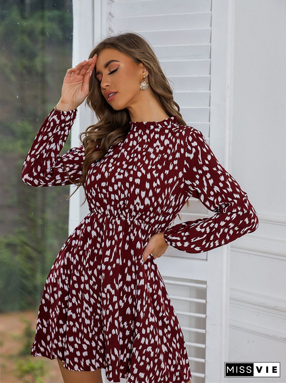 Temperament Strap Long Sleeve Dress