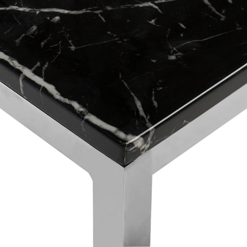 Mildred Square End Table  Black Marble/Chrome   Contemporary   Side Tables And End Tables   by Rustic Home Furniture Deco  Houzz