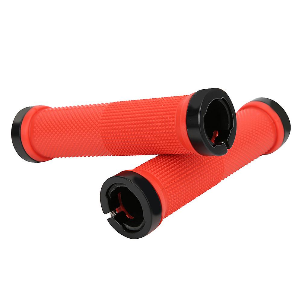 1 Pair Bicycle Cycling Handle Bar Anti-slip Grips Lock On Mountain Bike Handlebar Grip(red )