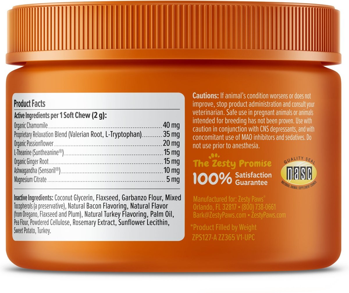 Zesty Paws Puppy Calming Bites Behavior Turkey Flavor Soft Chew Supplement for Dogs， 90 count