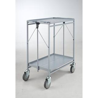 Master Grade Folding Carts 2-shelf Grey 550 lb. Capacity Swivel Caster Size 5 in. x1.5 in. with 2 Brakes BC-3010H