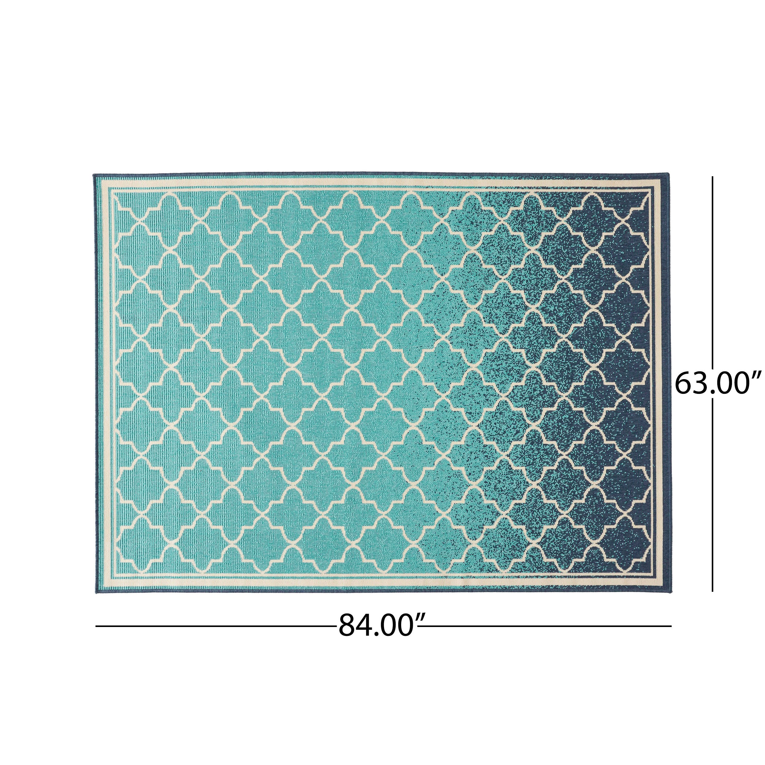 Sweety Outdoor Ombre Area Rug, Blue and Ivory