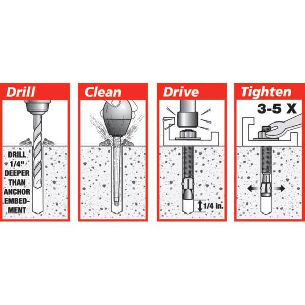 Red Head 38 in. x 3-34 in. Zinc Plated Steel Hex-Nut-Head Concrete Wedge Anchors (50-Pack) 12370