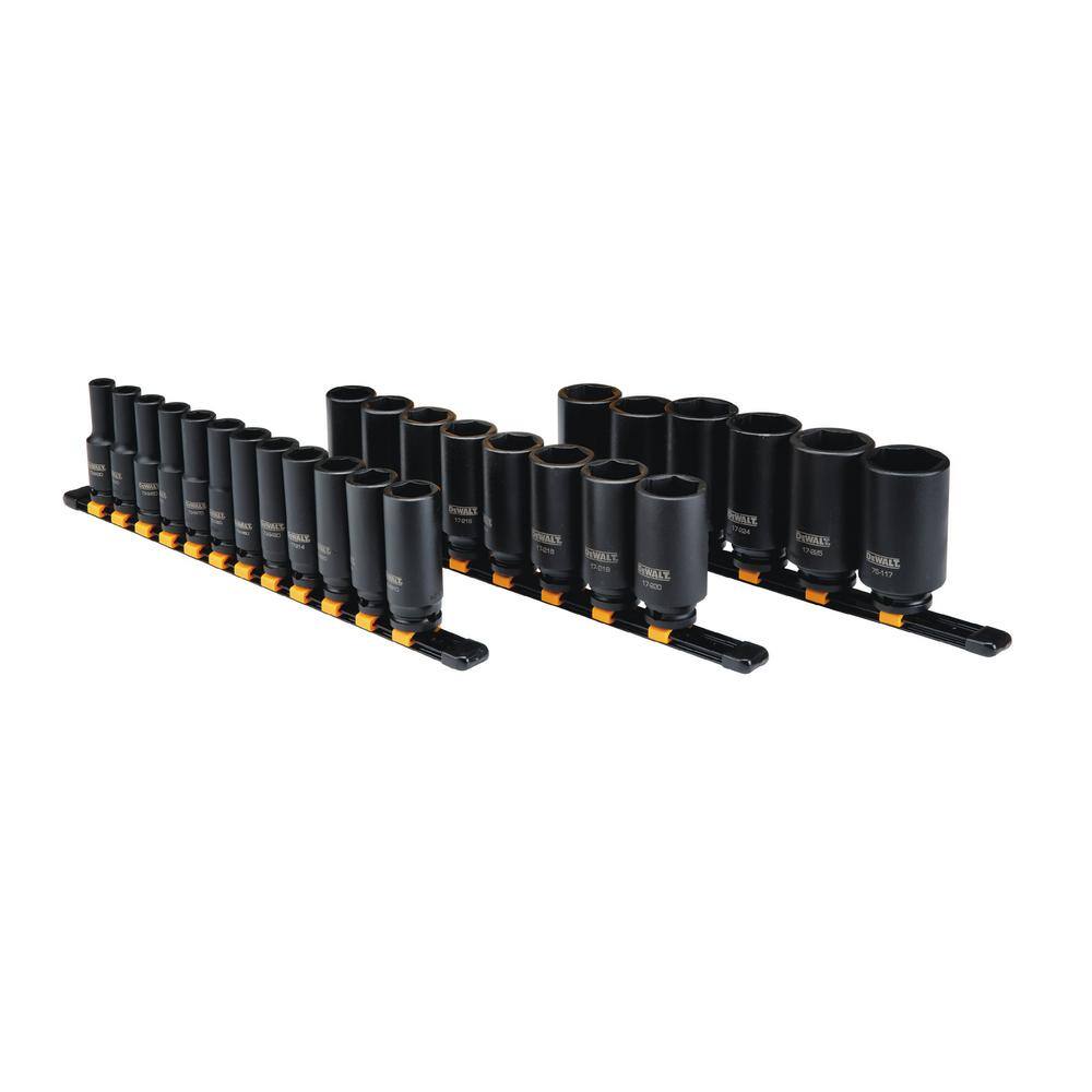 DW 12 in. Drive Metric Deep Impact Socket Set (26-Piece) DWMT19242