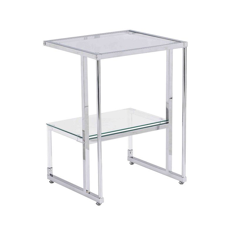 F.C Design 2-Tier Acrylic Glass End Table for Living Room and Bedroom Stylish and Functional Side Table