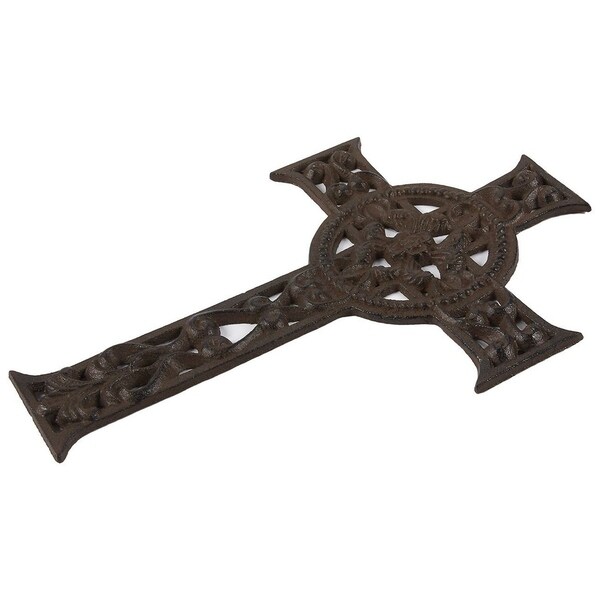 Wrought Iron Rustic Celtic Cross Decoration Christian Religious，11.5x7.7x0.5