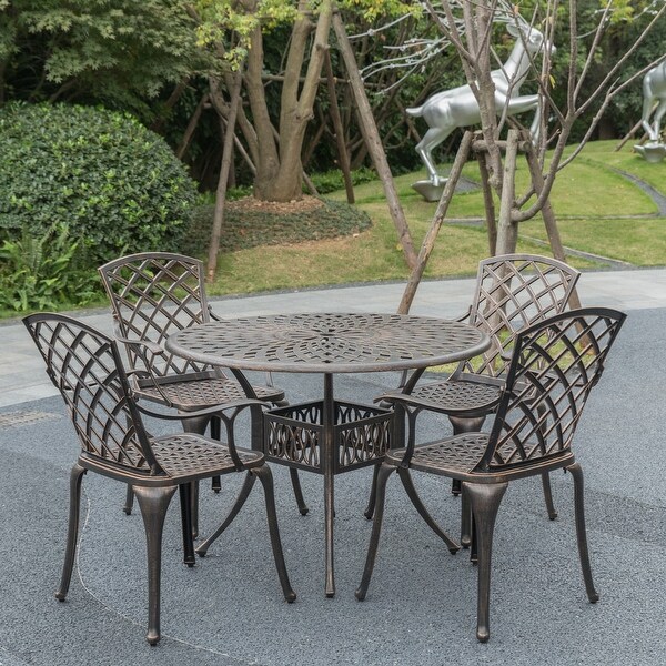 Indoor and Outdoor Bronze Dinning Set 4 Chairs with 1 Table