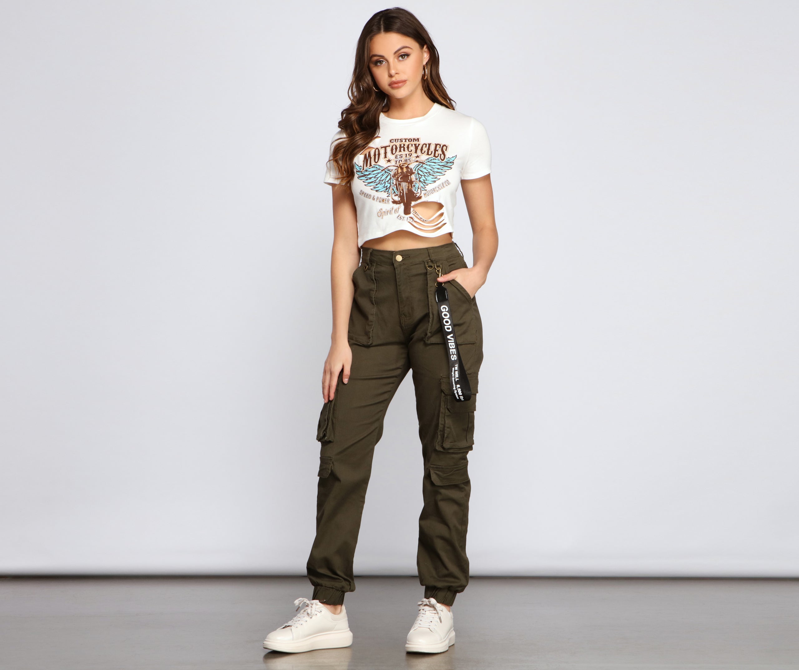 Motorcycle Chic Slashed Crop Top