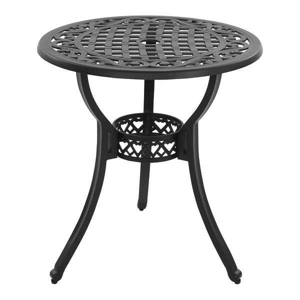 Nuu Garden 3 Pieces Cast Aluminum Outdoor Bistro Set with Umbrella Hole