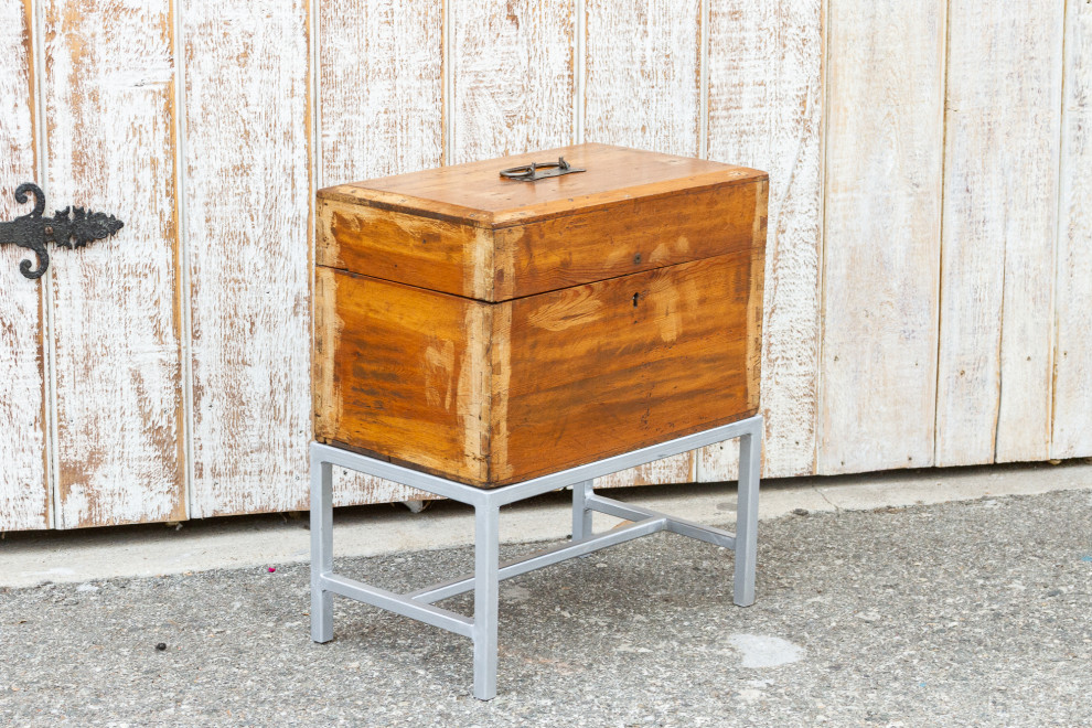 Asian Mid Century Campaign Style Box on Stand   Contemporary   Side Tables And End Tables   by De cor  Houzz