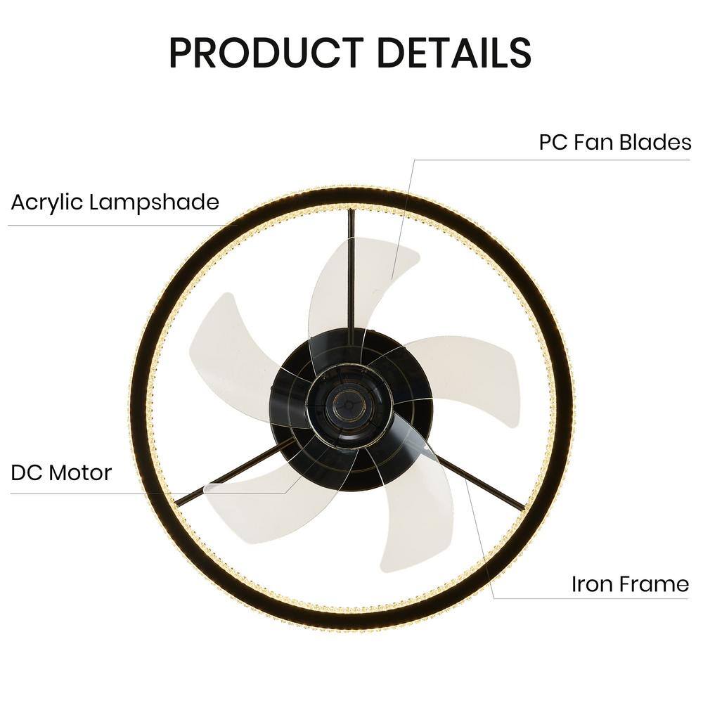 FANNEHONNE 20'' Ceiling Fans with Lights and Remote Low Profile Flush Mount Small Ceiling Fan for Bedroom CA0001106