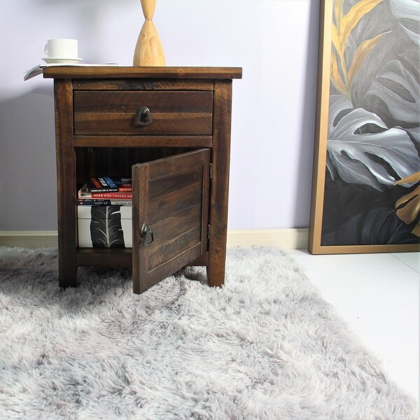 Montana Rustic Wood Nightstand - - 35429178