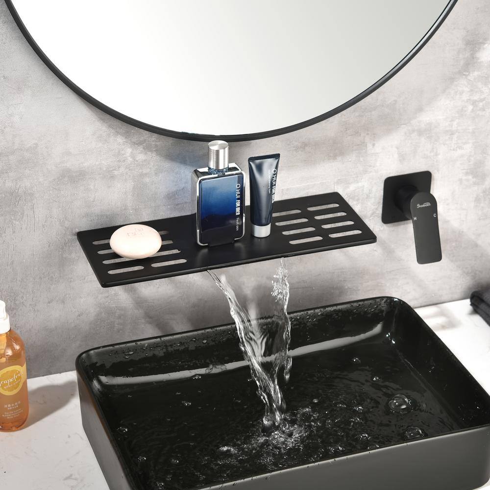 Boyel Living Single Handle Wall Mounted Faucet with Valve in Matte Black SMD-2417B