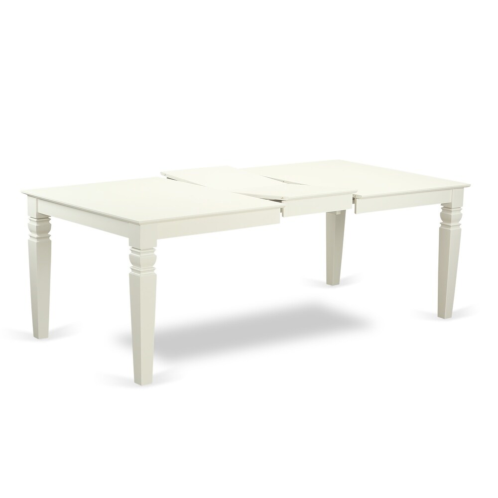 East West Furniture Dining Table Se  A Rectangle Dining Room Table and Wood Seat Chairs  Linen White (Pieces Options)