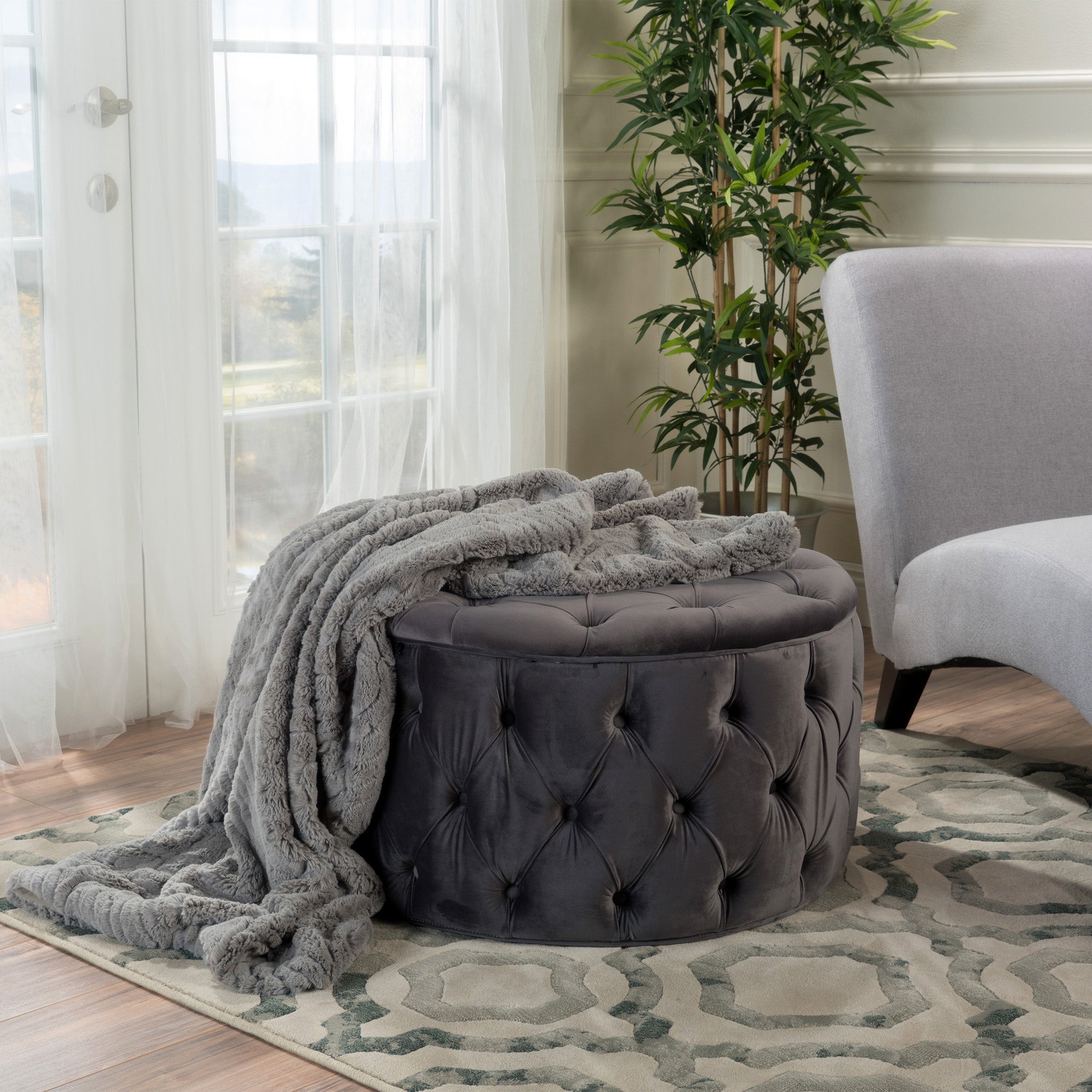 Maelyn Plush New Velvet Ottoman