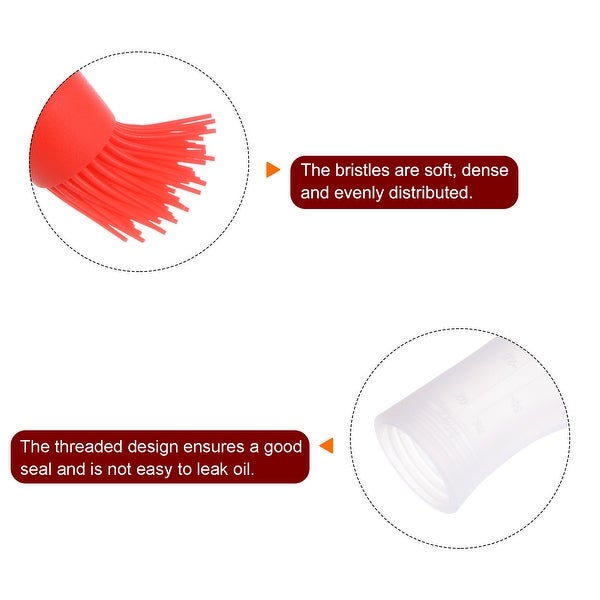 2pcs Silicone Oil Bottle Brush with Cap for Barbecue Cooking Baking， Red