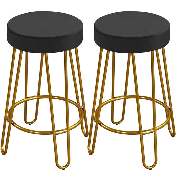 Yaheetech 2PCS Upholstered Counter Stools with Round Backless Seat