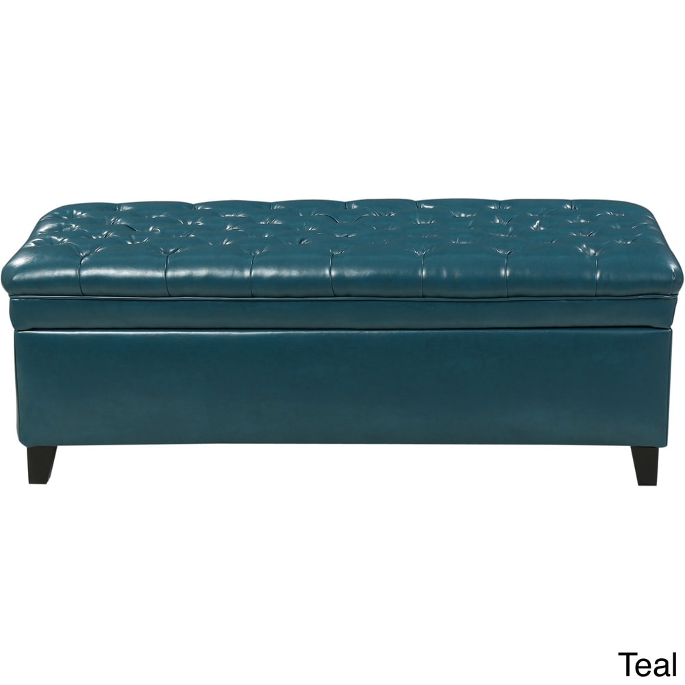 Hastings Tufted Faux Leather Storage Ottoman by Christopher Knight Home