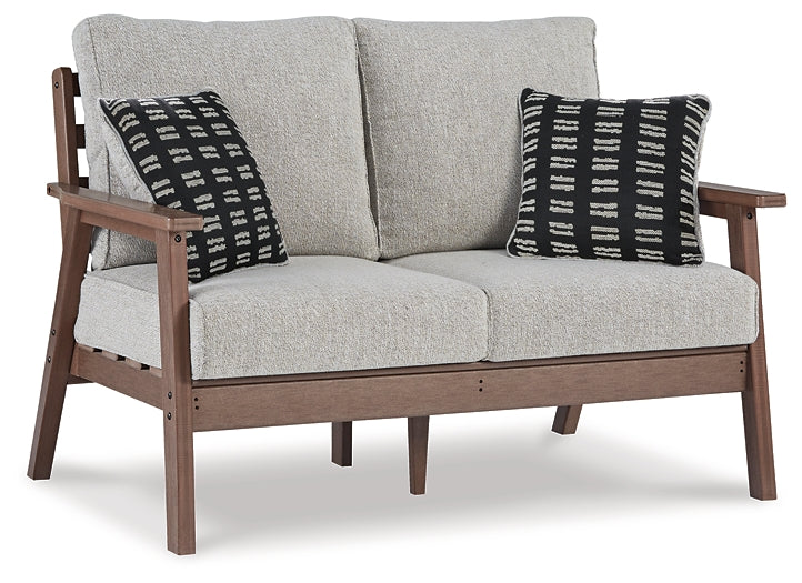 Emmeline Outdoor Loveseat and 2 Chairs with Coffee Table