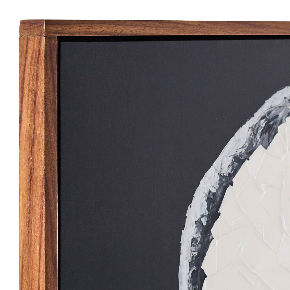 Blank Face Man Hand Painted Contemporary Art  White and Black  Parota Wood Frame  47 W x 3 D x 47 H