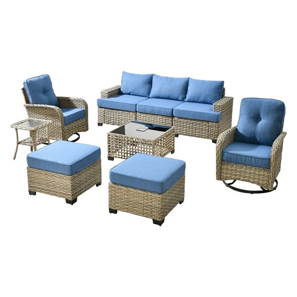 XIZZI 9piece Patio Outdoor Furniture Rattan Wicker Conversation Sofa Set