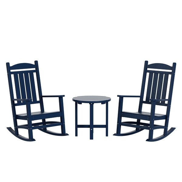 Polytrends Laguna Hdpe All Weather Outdoor Patio Rocking Chairs With Side Table (3Piece Set)