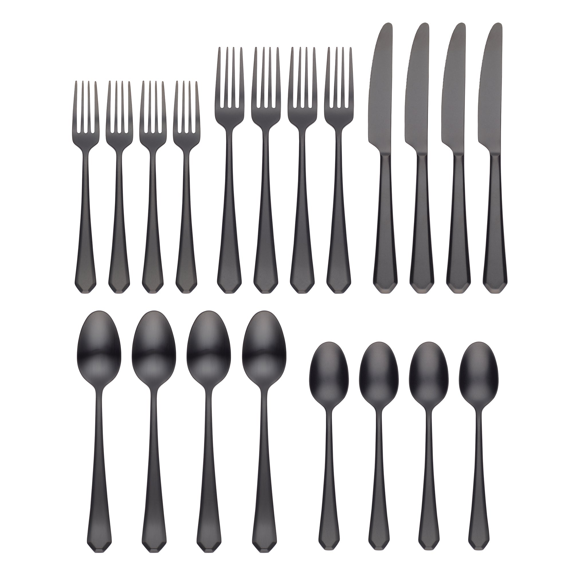 Geo Black Satin 20-Piece Flatware Set