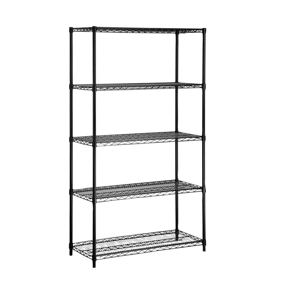 Honey-Can-Do Black 5-Tier Heavy Duty Steel Garage Storage Shelving Unit (36 in. W x 72 in. H x 16 in. D) SHF-09627