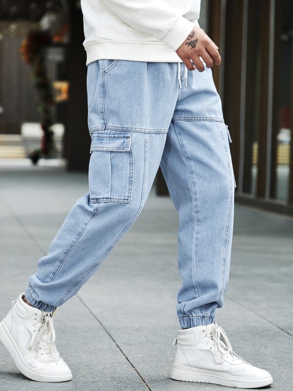 Sporsity Men Cotton Flap Pocket Side Jogger Jeans