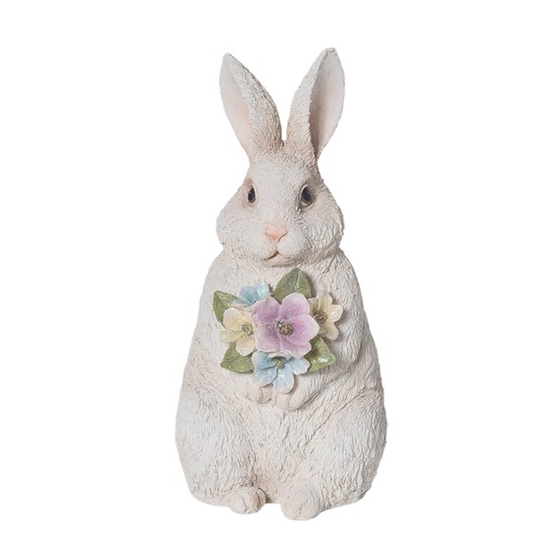 Transpac Resin 11 5 In Gray Easter Light Up Bunny With Flowers