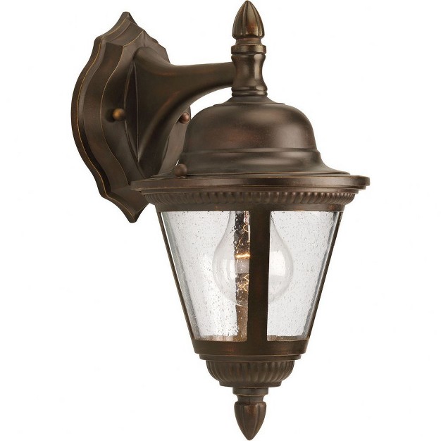 Progress Lighting Westport 1 light Small Wall Lantern Antique Bronze Seeded Glass Shade