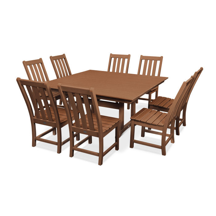 Polywood Vineyard 9-Piece Farmhouse Trestle Dining Set PWS342-1