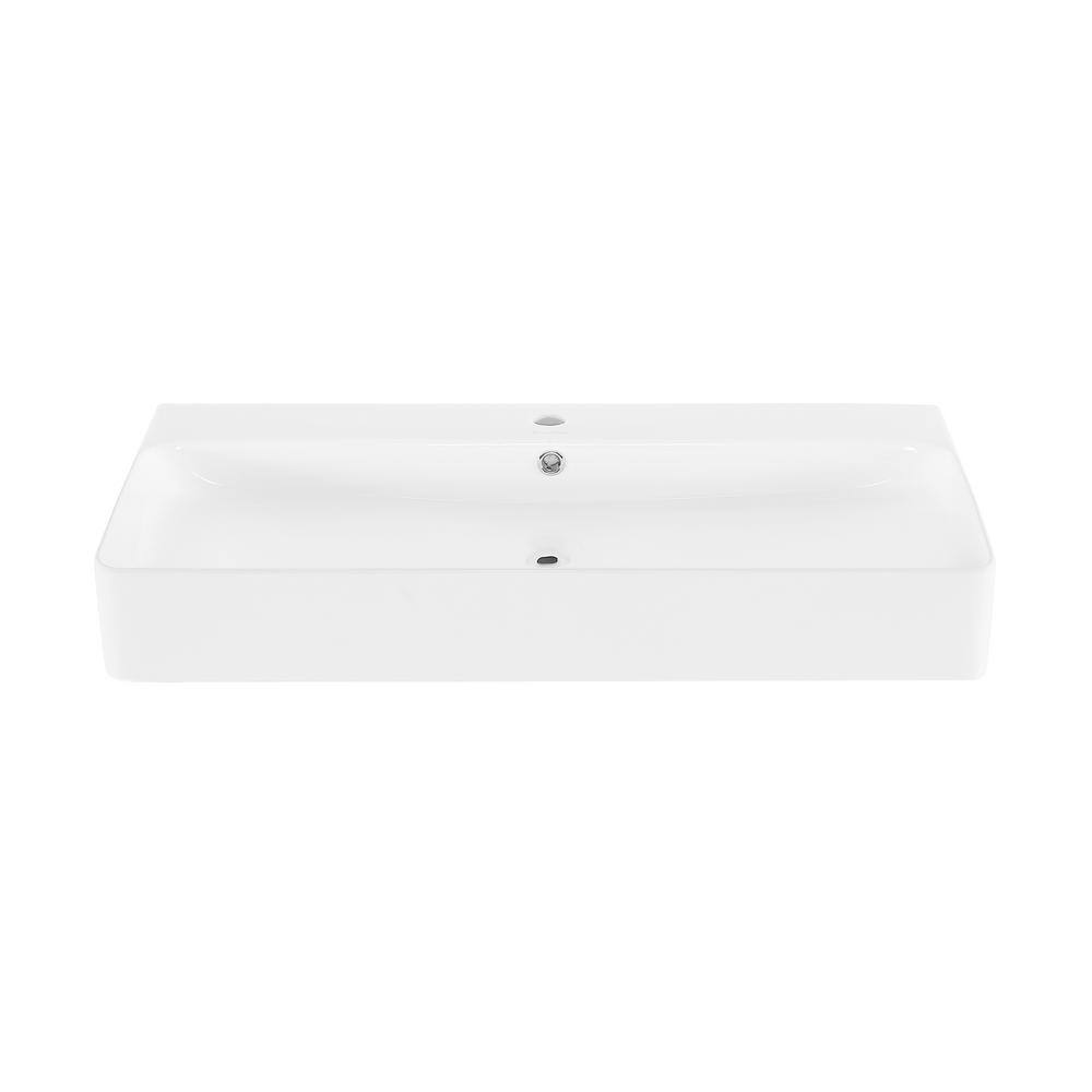 Swiss Madison Carre 36 in. Rectangle Wall Mount Bathroom Sink in Glossy White SM-WS334