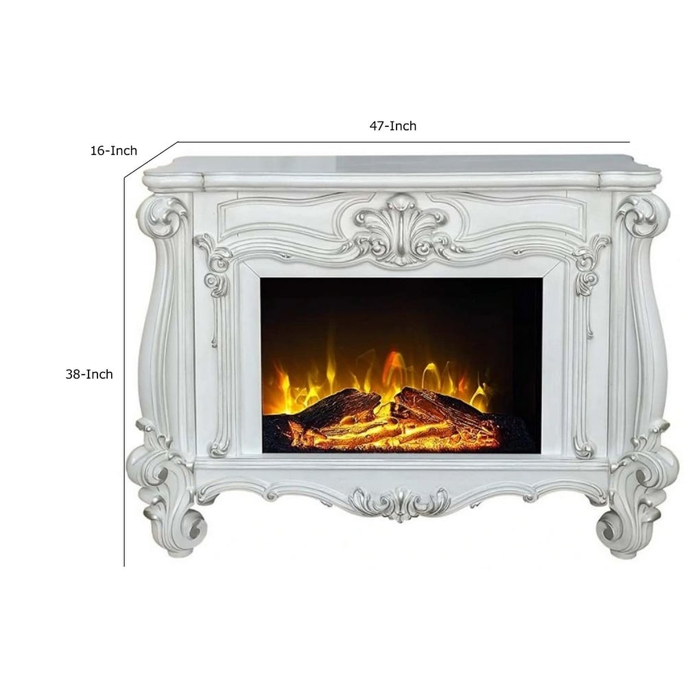 Kai 47 Inch Classic Electric Fireplace  Fire Safety  Remote  Timer  White