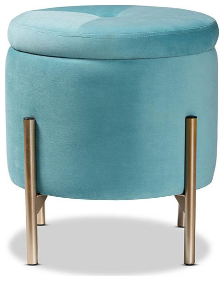 Baxton Studio Malina Contemporary Glam and Luxe Sky Blue Velvet Fabric...   Contemporary   Footstools And Ottomans   by GwG Outlet  Houzz