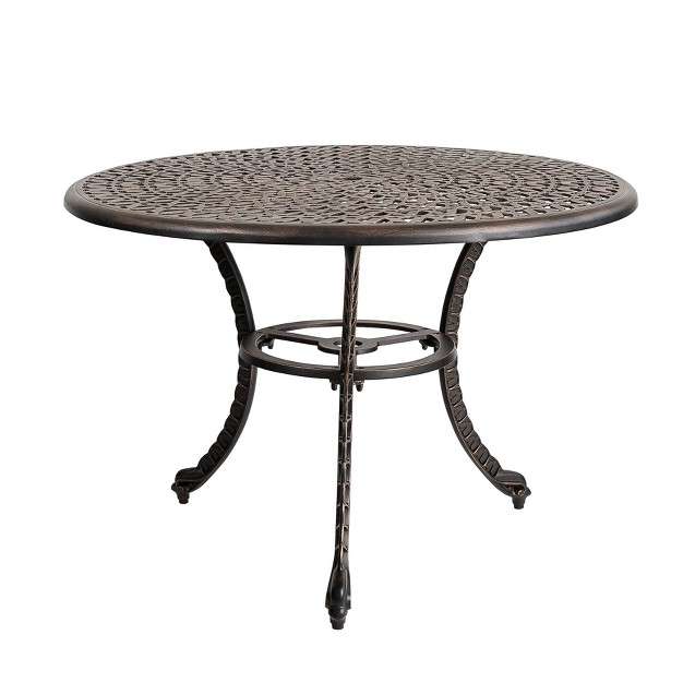 Kinger Home 41 inch Patio Outdoor Dining Table Round Outdoor Dining Table Aluminum Patio Furniture Bronze