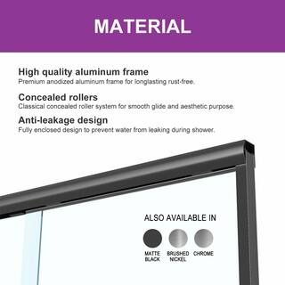 HOROW 55 in. - 59 in. W x 56 in. H Sliding Framed Tub Door in Matte Black with Clear Glass HR-BE5956MB