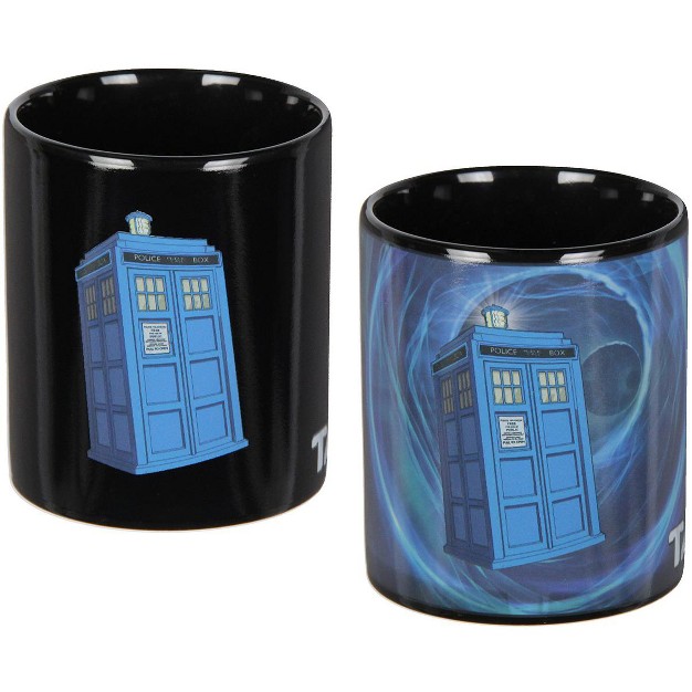 Doctor Who Tardis Vortex Heat Reactive Color Changing Tea Coffee Mug Cup Black