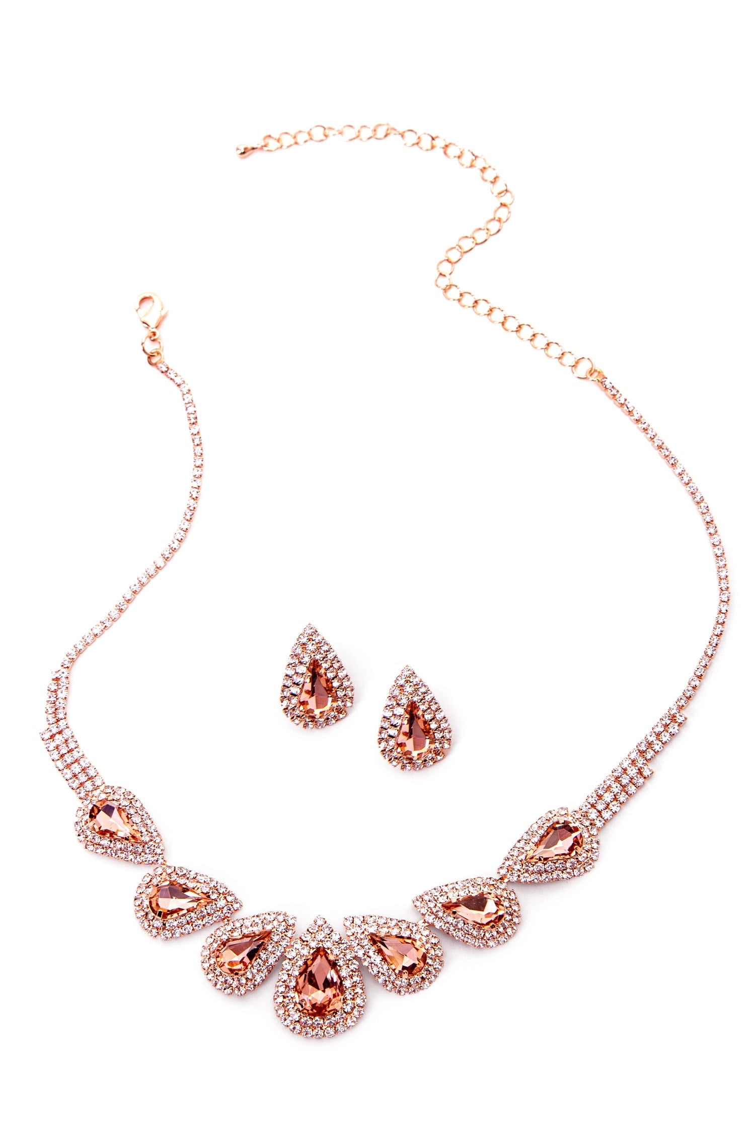 Teardrop Rhinestone Necklace Set