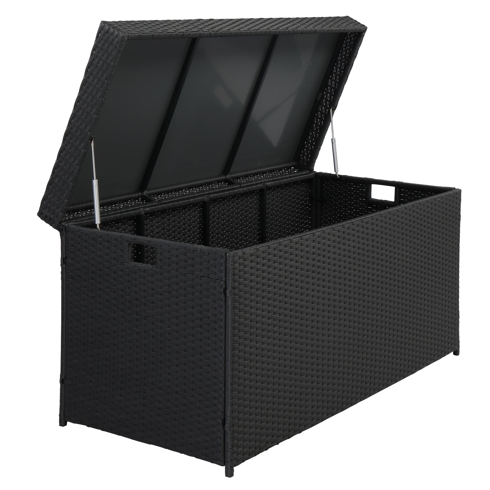 VINGLI Extra Large 132 Gallon Outdoor Rattan Storage Box, Patio Wicker Deck Box, Black